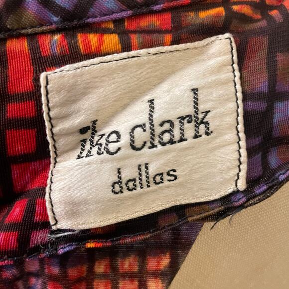 Vintage 70's Ike Clark Slinky Geometric Print Fit and Flare Dress - Picture 12 of 12